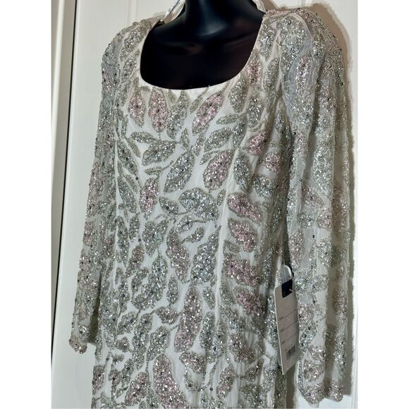 Mac Duggal NWT size 10 ivory floral beaded dress style 5424 - Picture 10 of 13